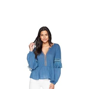 NWT Lucky Brand Boho Peasant Fringe Cutout Top. S